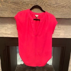 Hot pink deep V blouse shirt